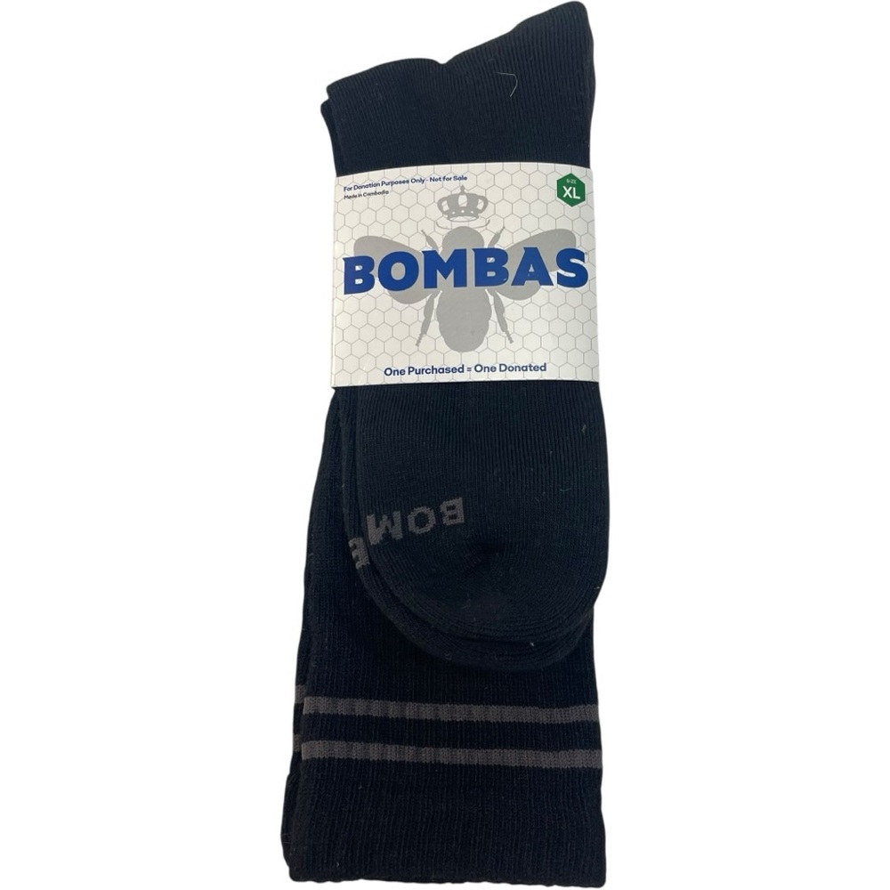 Bombas Crew Calf-Length Socks with Logo Accents Black